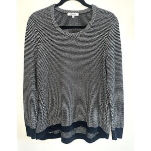 Madewell Size L Women's Pullover Striped Black White Textured Knit Long Sleeve